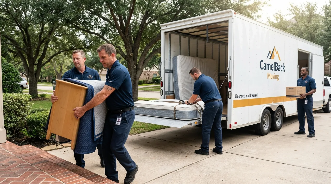 Crew loading residential truck for cross-state move from Warren, MA